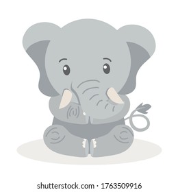 Cute elephant cartoon sitting vector