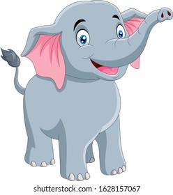 A Cute elephant cartoon smiling 