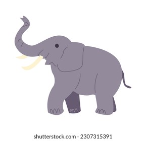 cute elephant in cartoon style. side view. isolated on white background. flat vector illustration.