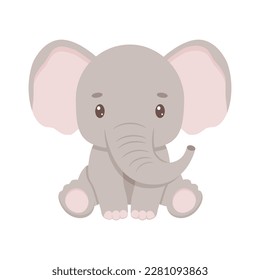 Cute elephant in cartoon style. Vector baby animal isolated on white background.