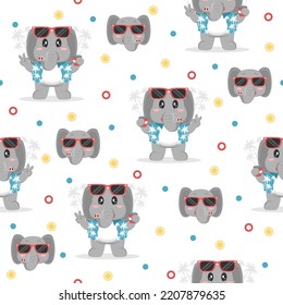 Cute elephant cartoon trendy pattern background concepts.