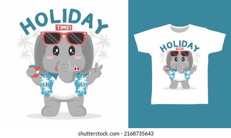 Cute elephant cartoon tshirt and apparel designs