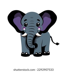 Cute elephant cartoon vector clip art illustration isolated 