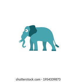Cute elephant cartoon vector, icon on a white background