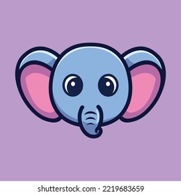 Cute Elephant Cartoon Vector Icon Illustration. Flat Cartoon Style