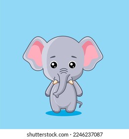 Ilustración del icono del vector de dibujos animados de elefantes.