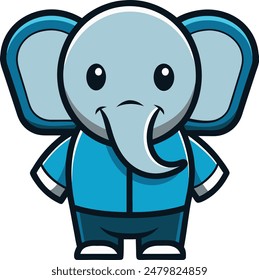 Cute Elephant Cartoon Vector Icon illustration On White Background.