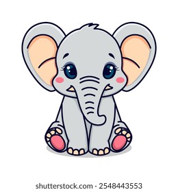 Cute Elephant Cartoon Vector Icon Illustration