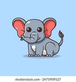 Cute Elephant Cartoon Vector Illustration.