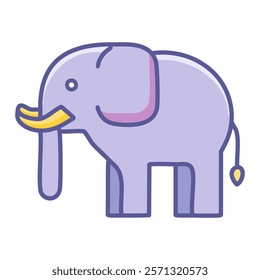 Cute elephant cartoon vector illustration graphic design in blue and purple colors