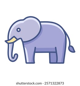 Cute elephant cartoon vector illustration graphic design in blue and purple colors