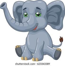 Cute elephant cartoon. Vector illustration