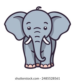 Cute elephant cartoon vector on white background