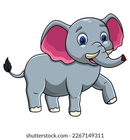 A cute elephant cartoon walking 