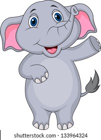 Cute elephant cartoon waving hand
