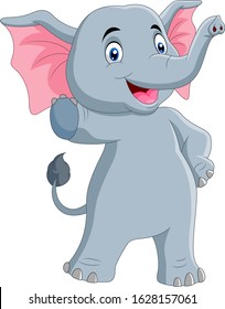 Cute elephant cartoon waving hand