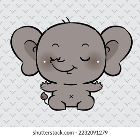 Cute Elephant Cartoon in yoga pose. Funny vector Animal character.