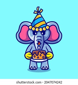 cute elephant celebrating happy new year or birthday, suitable for t-shirt or mascot design etc. about happy new year or birthday