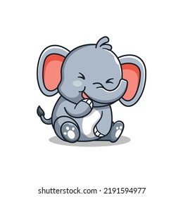 cute elephant character mascot design template