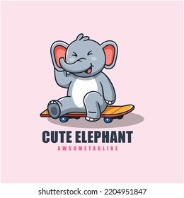 cute elephant character mascot design template