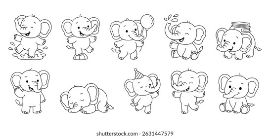 Cute Elephant Character Mascot Outline for Kids Worksheet