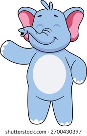 Personaje lindo del elefante. Ilustración de dibujos animados de Vector sobre fondo blanco