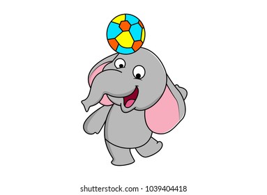 Cute Elephant Character. Vector Illustration. Isolated on white background.