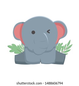Cute elephant characters with happy expressions vector illustration