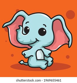  A cute elephant chibi ILLUSTRATION template vector