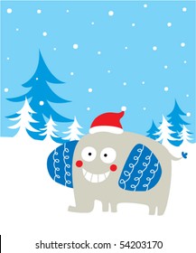cute elephant christmas card