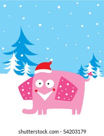 cute elephant christmas card