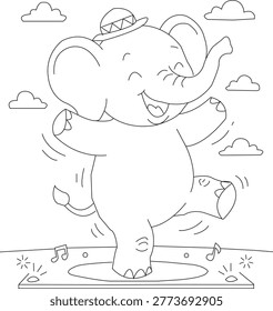 Cute elephant coloring page
