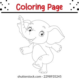 Cute elephant coloring page for kids.
