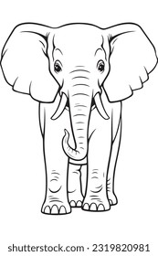 cute elephant coloring page for kids and adults