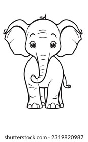 cute elephant coloring page for kids and adults