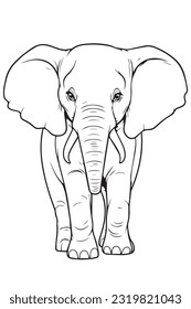 cute elephant coloring page for kids and adults