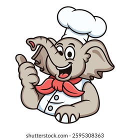 Cute elephant with cooking shirt cartoon. Vector cartoon illustration isolated on white background