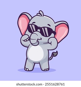 Cute Elephant Cool Wearing Glasses Cartoon Vector Icon 
Illustration. Animal Nature Icon Concept Isolated Premium 
Vector. Flat Cartoon Style