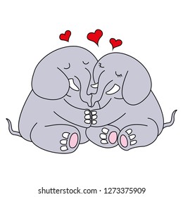 Cute Elephant Couple Stock Vector (Royalty Free) 1273375909 | Shutterstock