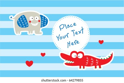 cute elephant and crocodile message