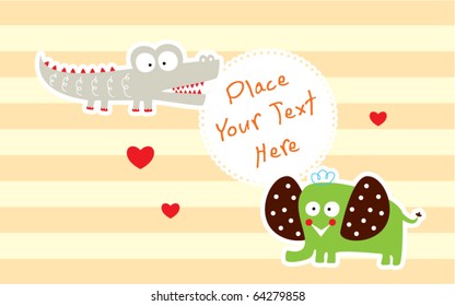cute elephant and crocodile message