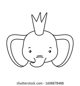 Cute elephant with crown design, Animal zoo life nature character childhood and adorable theme Vector illustration