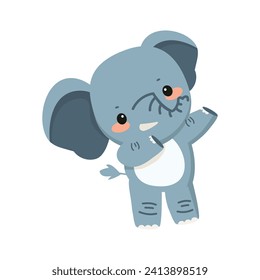 Cute elephant dab cartoon doodle