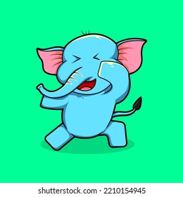 cute elephant dabbing cartoon vector icon illustration. animal nature icon concept isolated premium vector. flat cartoon