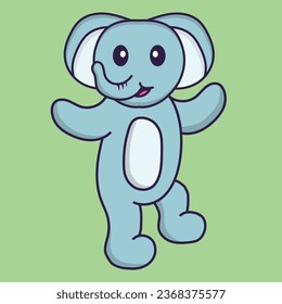 Cute elephant is dancing. Animal cartoon concept isolated. Can used for t-shirt_ greeting card_ invitation card or mascot.