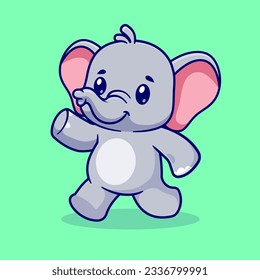 Cute Elephant Dancing Cartoon Vector Icon Illustration. Animal Nature Icon Concept Isolated Premium Vector. Flat Cartoon Style