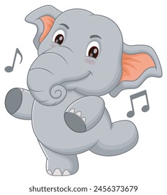 Cute Elephant Dancing Cartoon Vector Illustration. Animal Nature Icon Concept Isolated Premium Vector