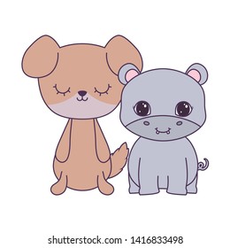 cute elephant with dog animals