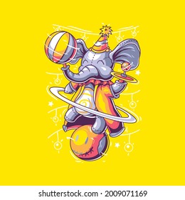 A cute elephant doing a circus