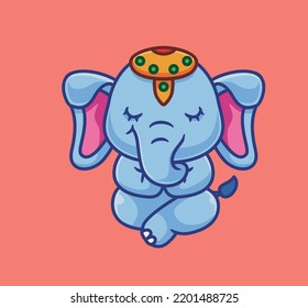 cute elephant doing meditation. isolated cartoon animal illustration. Flat Style Sticker Icon Design Premium Logo vector. Mascot Character